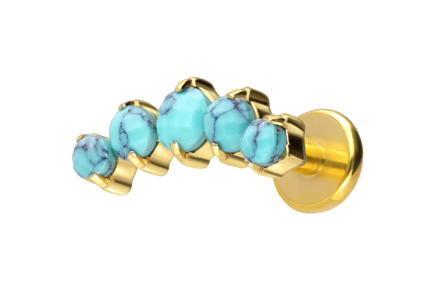 Titan Labret Piercing mit Push Fit 5 SYNTHETISCHE TÜRKISE